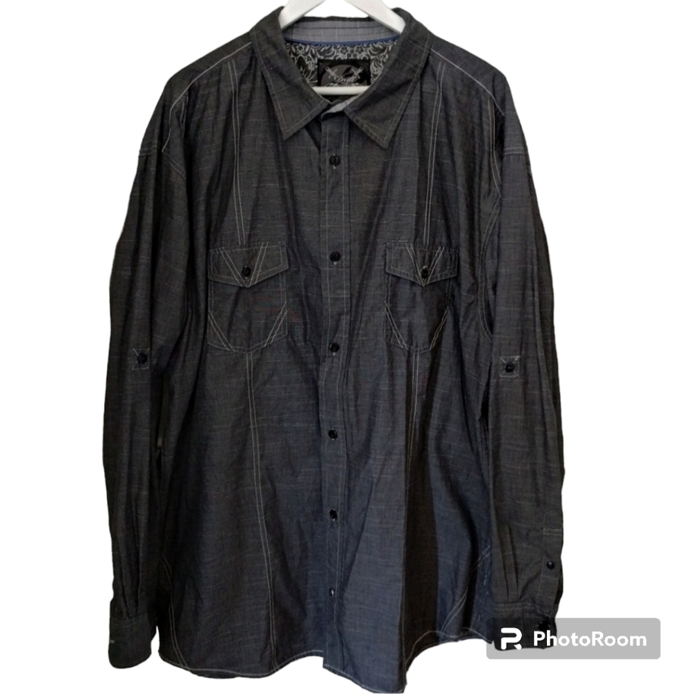 Drill Clothing Co. SHIRT Charcoal Gray Button Down Men's 4XL